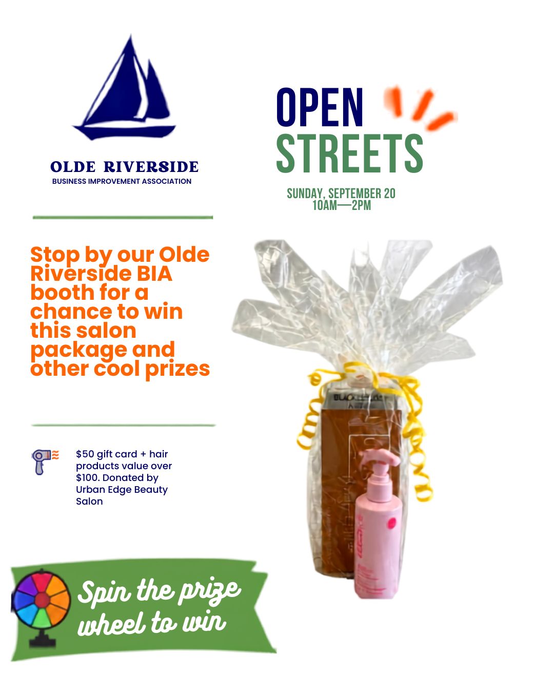 ✂ A little something for your next hair day!
Huge thanks to Urban Edge Beauty Salon for donating a $50 gift card plus hair products as one of our Open Streets grand prizes!
🎡 Want to win? Stop by the Olde Riverside BIA tent on September 20, spin the prize wheel and see what you could take home!
📅 Sunday, September 20
⏰ 10am–2pm
📍 Wyandotte St. E. from Jefferson to Thompson
Come explore Olde Riverside, support local and give that wheel a spin!
#openstreetswindsor #olderiverside #cityofwindsor #yqg